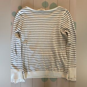 Loft White and Black Striped Sweater